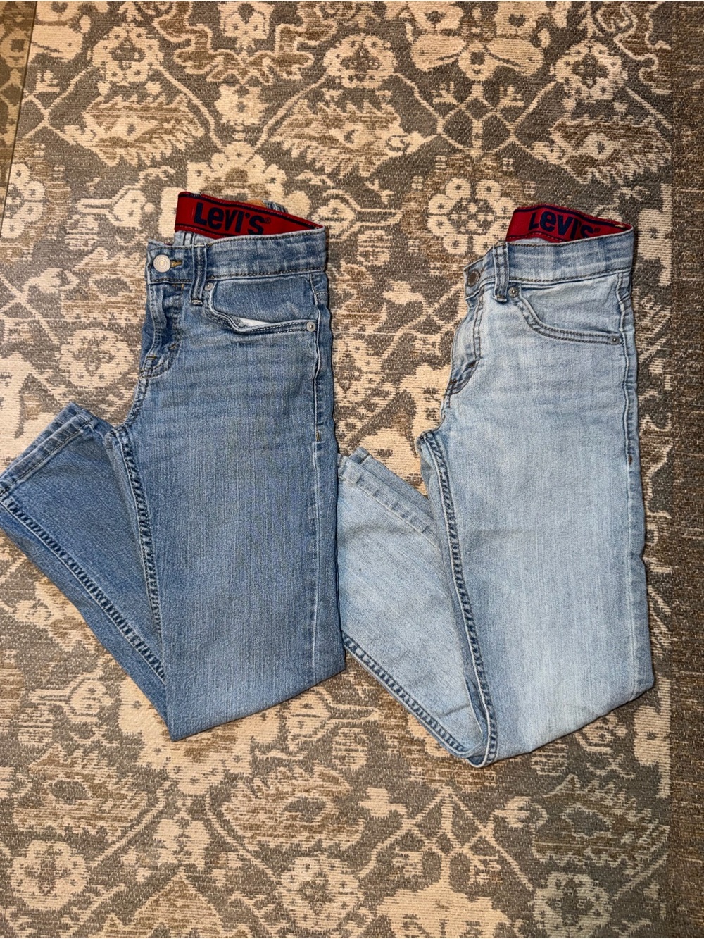 Two pairs of boys Levi's Blue Denim adjustable waist blue jeans size 10